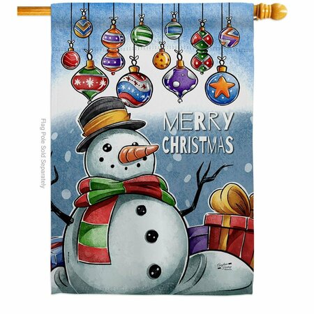 PATIO TRASERO 28 x 40 in. Ornament Snowman House Flag with Winter Christmas Double-Sided Vertical Flags  Banner PA3875770